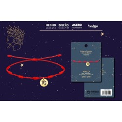 Pulsera 7 Nudos Colgante Virgo Dorado - Implantacion Coleccion Constelaciones Zodiaco